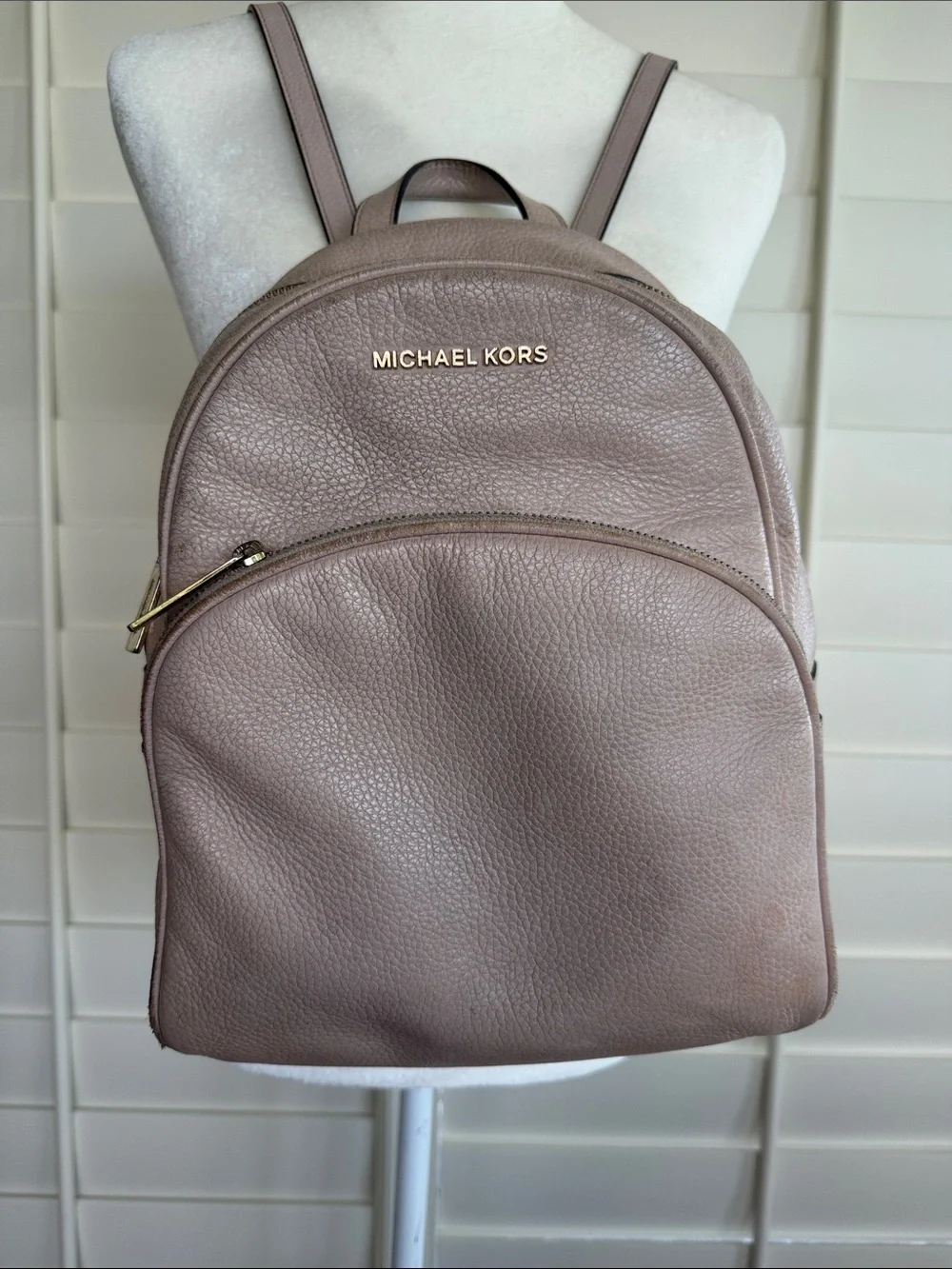 Michael Kors Mauve Taupe Pebbled Leather Backpack